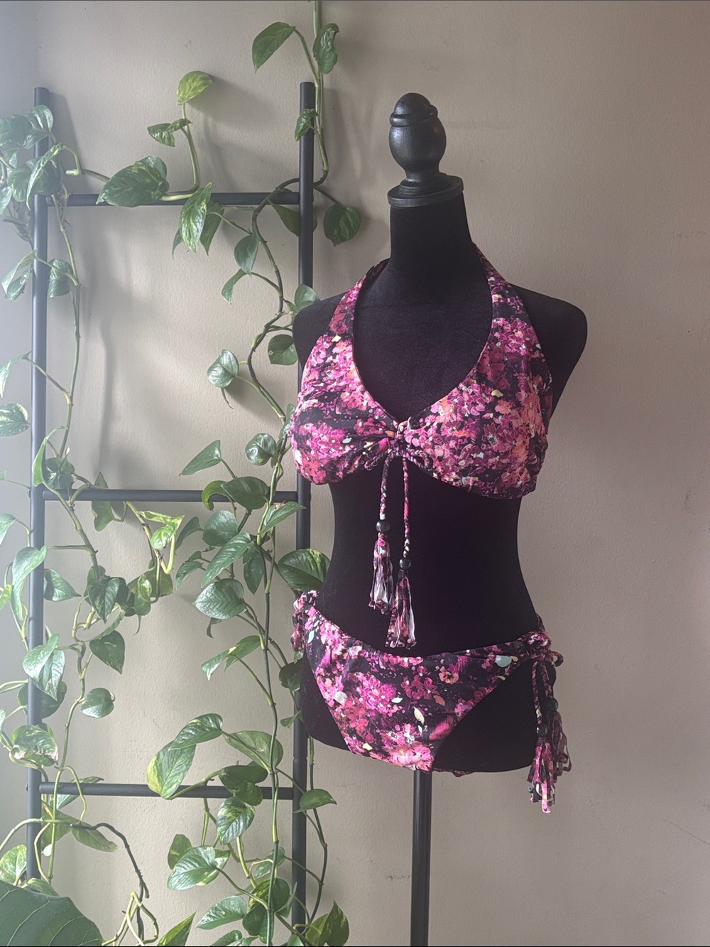 Victoria Secrets Floral Halter Bikini Set - Pink